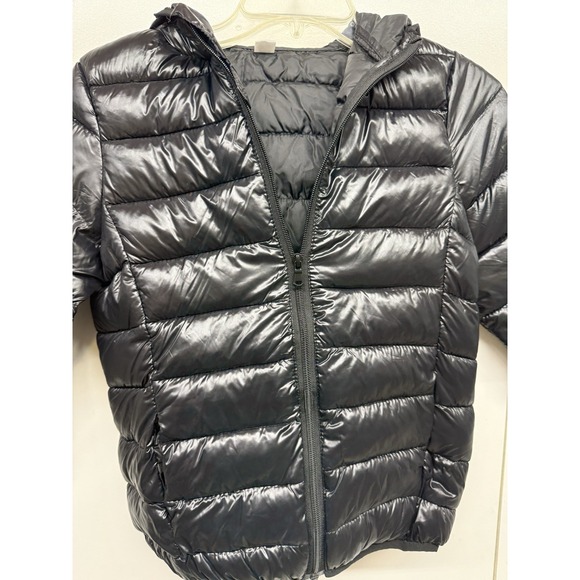 Kids Child Puffer Jacket Size 11-12 Large YL (150) Black Youth Full Zip Hooded - Picture 2 of 7